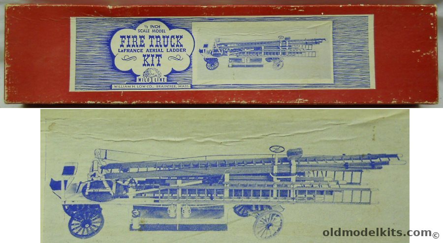 William H Low Co 1/24 La France Aerial Ladder New York Fire Department Truck Circa 1900 - Wilo Line Fire Truck, FL10 plastic model kit